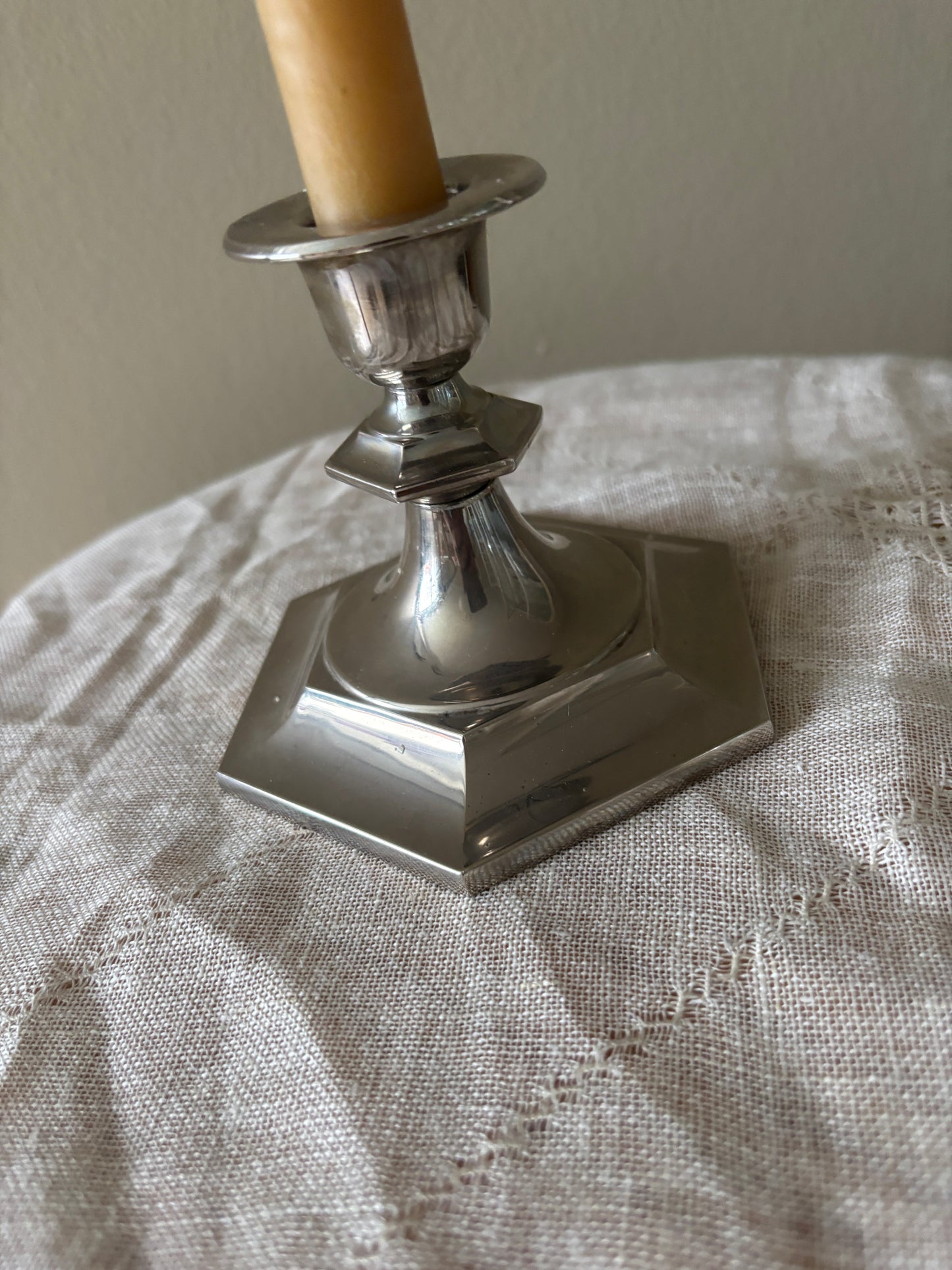 Lysestage i pletsølv