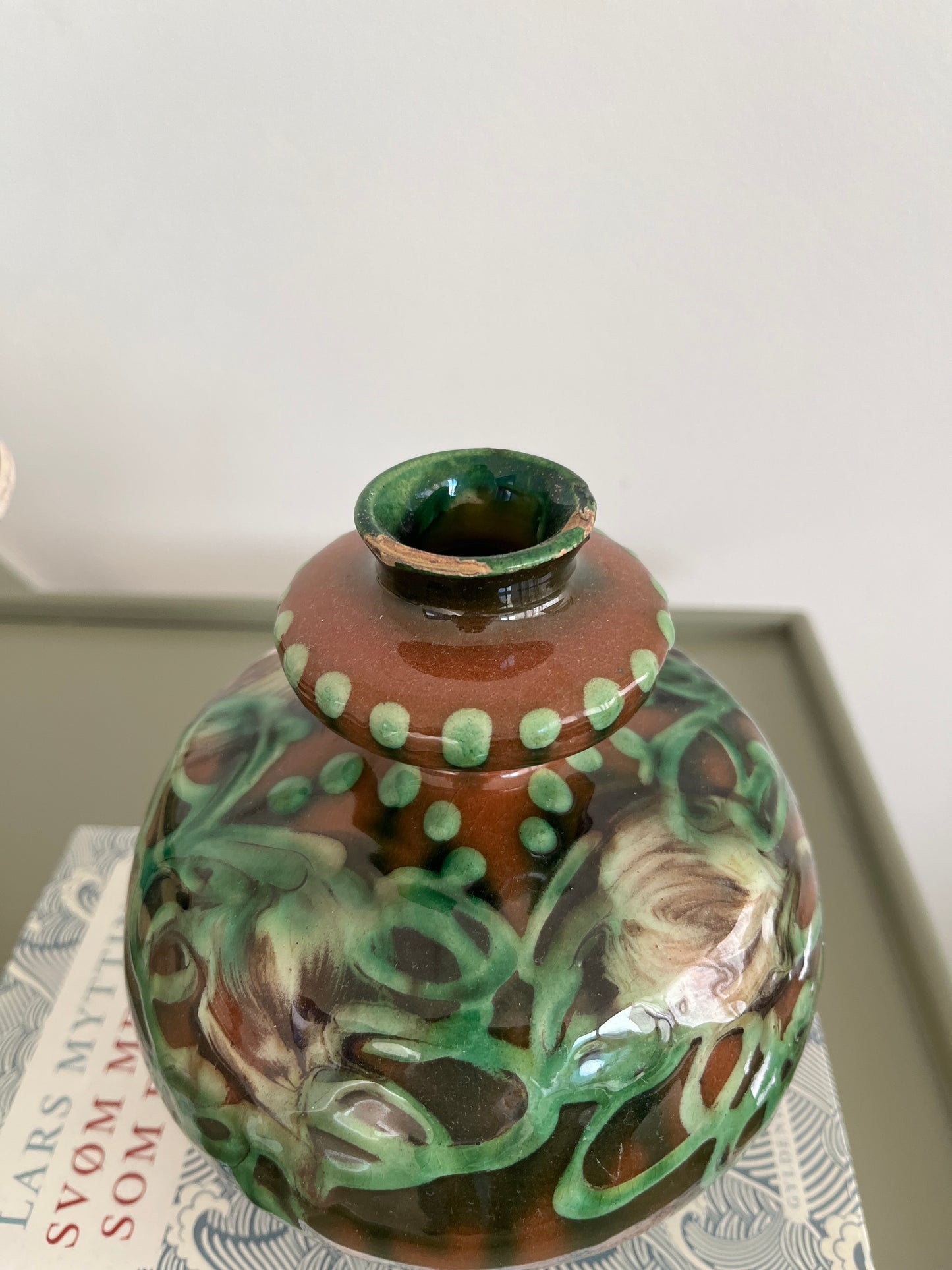 Kähler vase, brun/grøn
