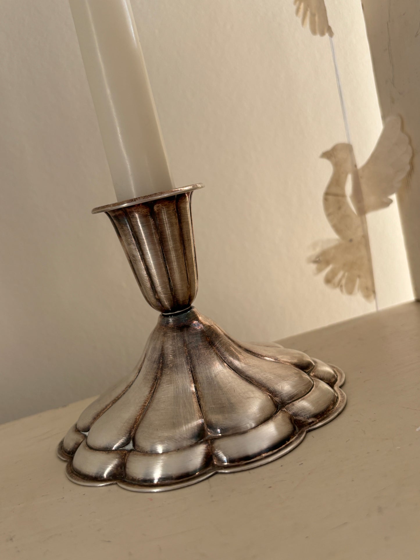 Lysestage i pletsølv