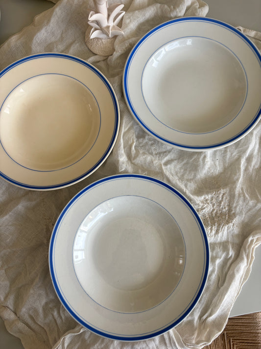 Dybe Aluminia tallerkner, blå kant