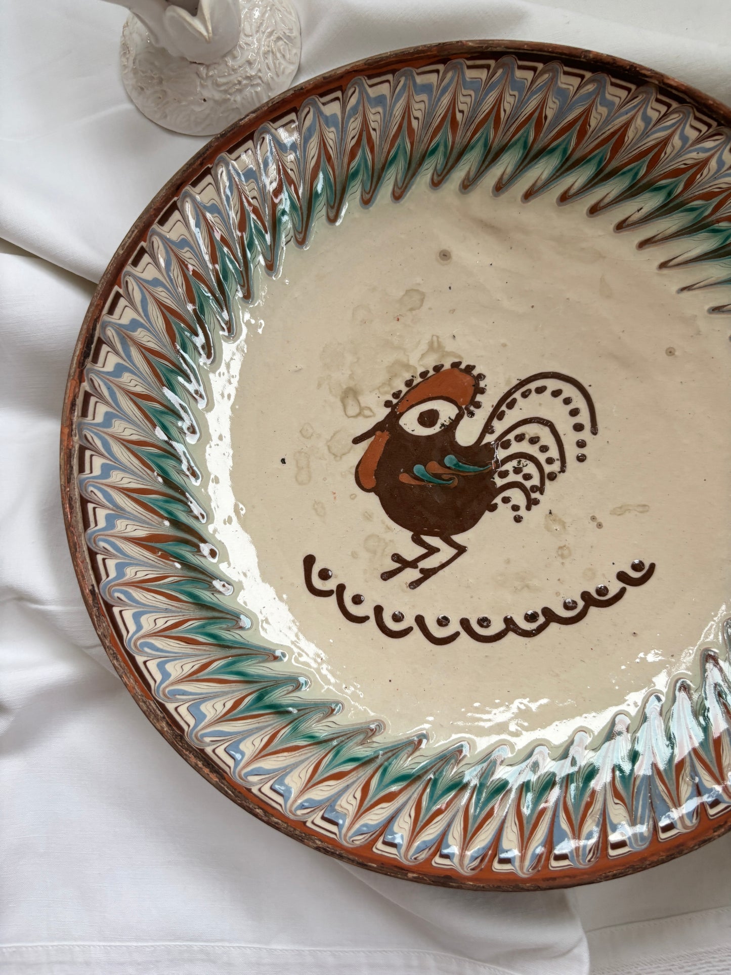 Keramik platte med fugle motiv