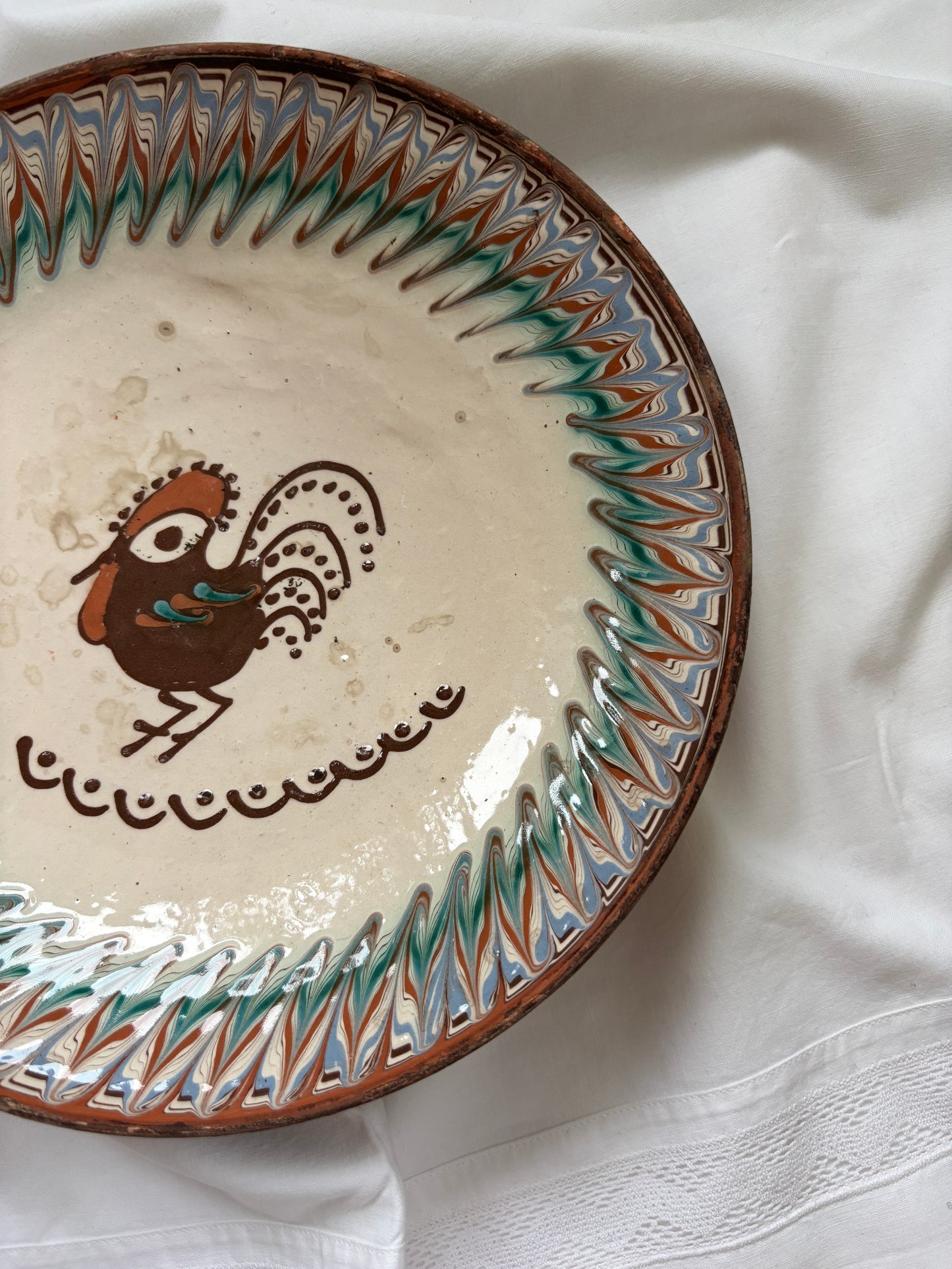 Keramik platte med fugle motiv