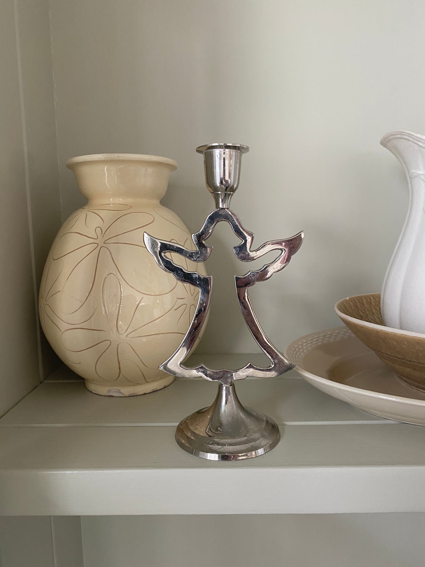 Lysestage engel, sølv