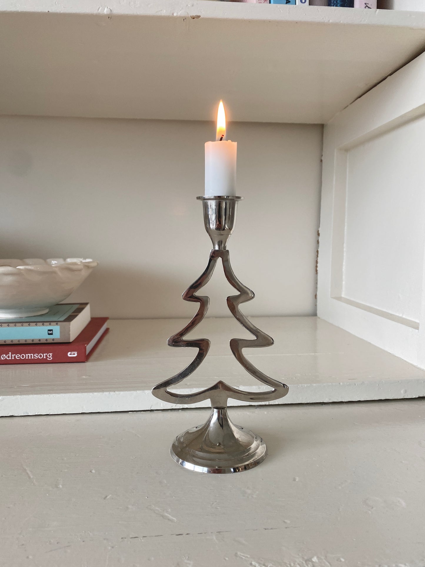 Lysestage juletræ, sølv