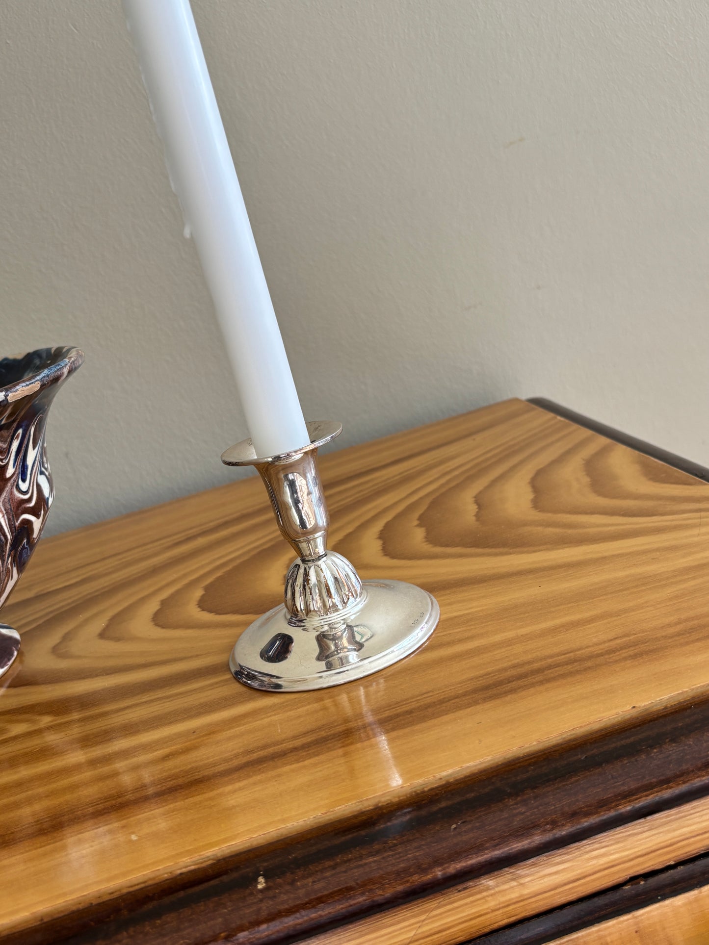 Smuk pletsølv lysestage