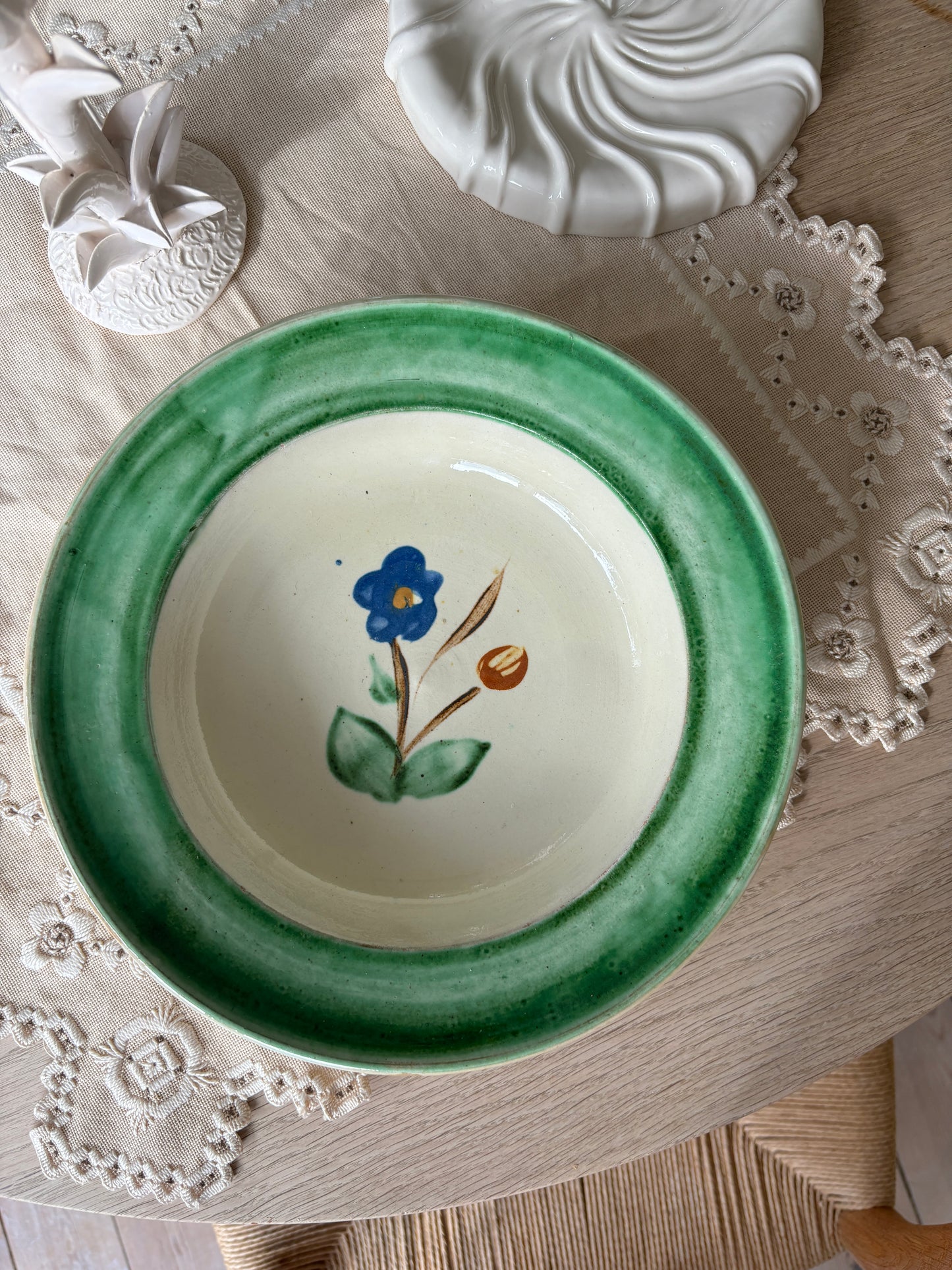 Keramik platte med grøn kant