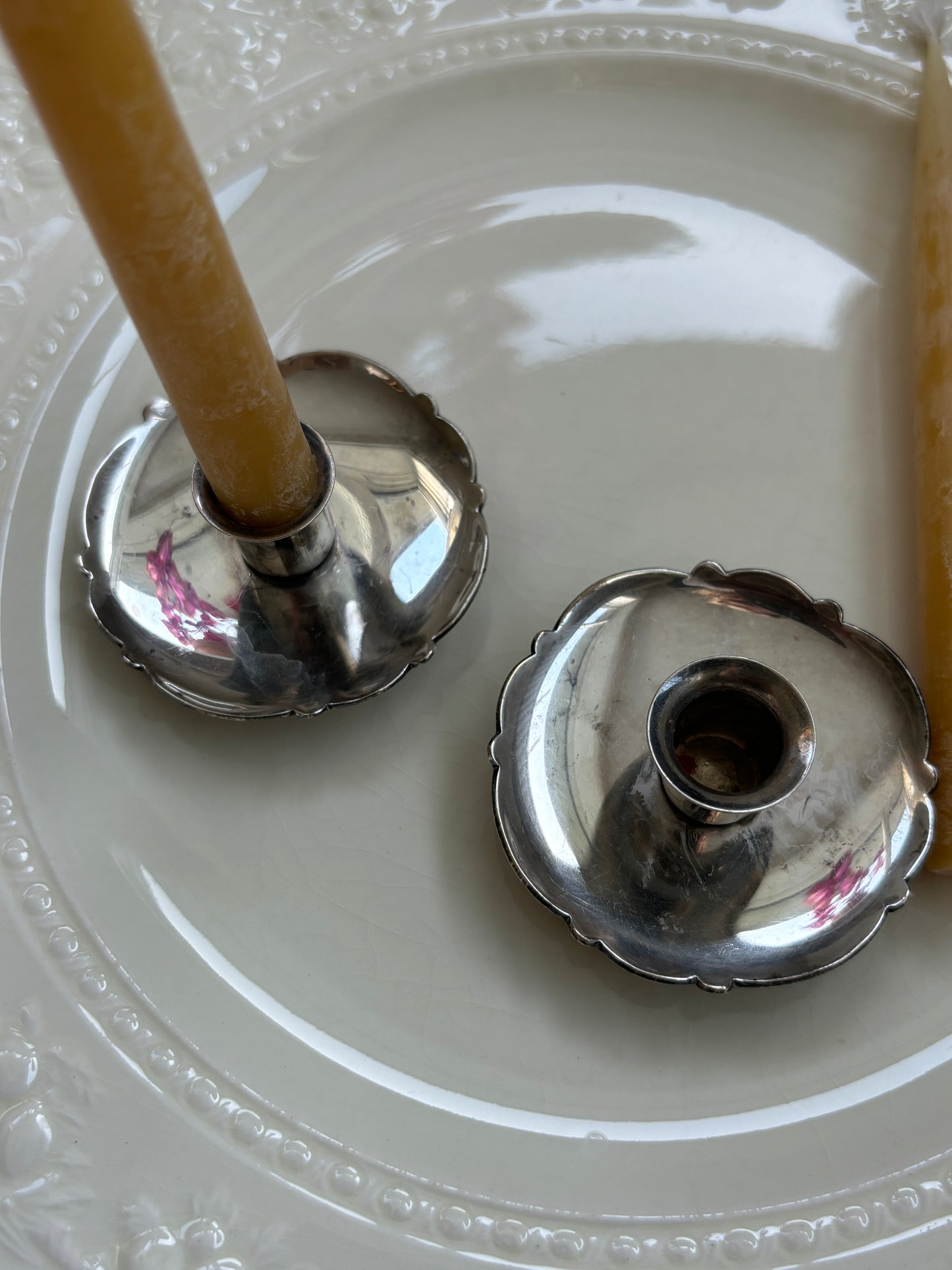 Små pletsølv stager