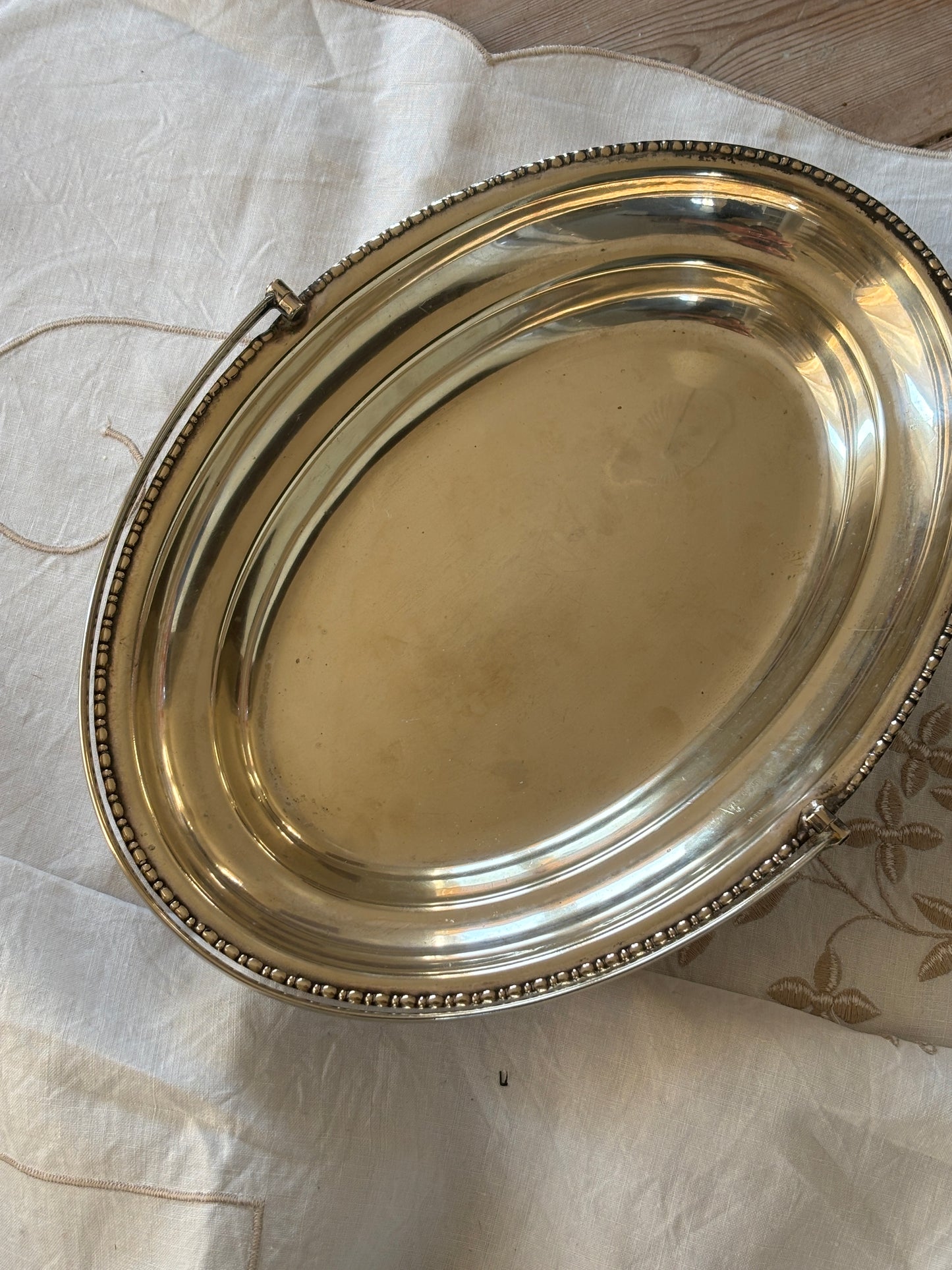 Pletsølv skål med hank