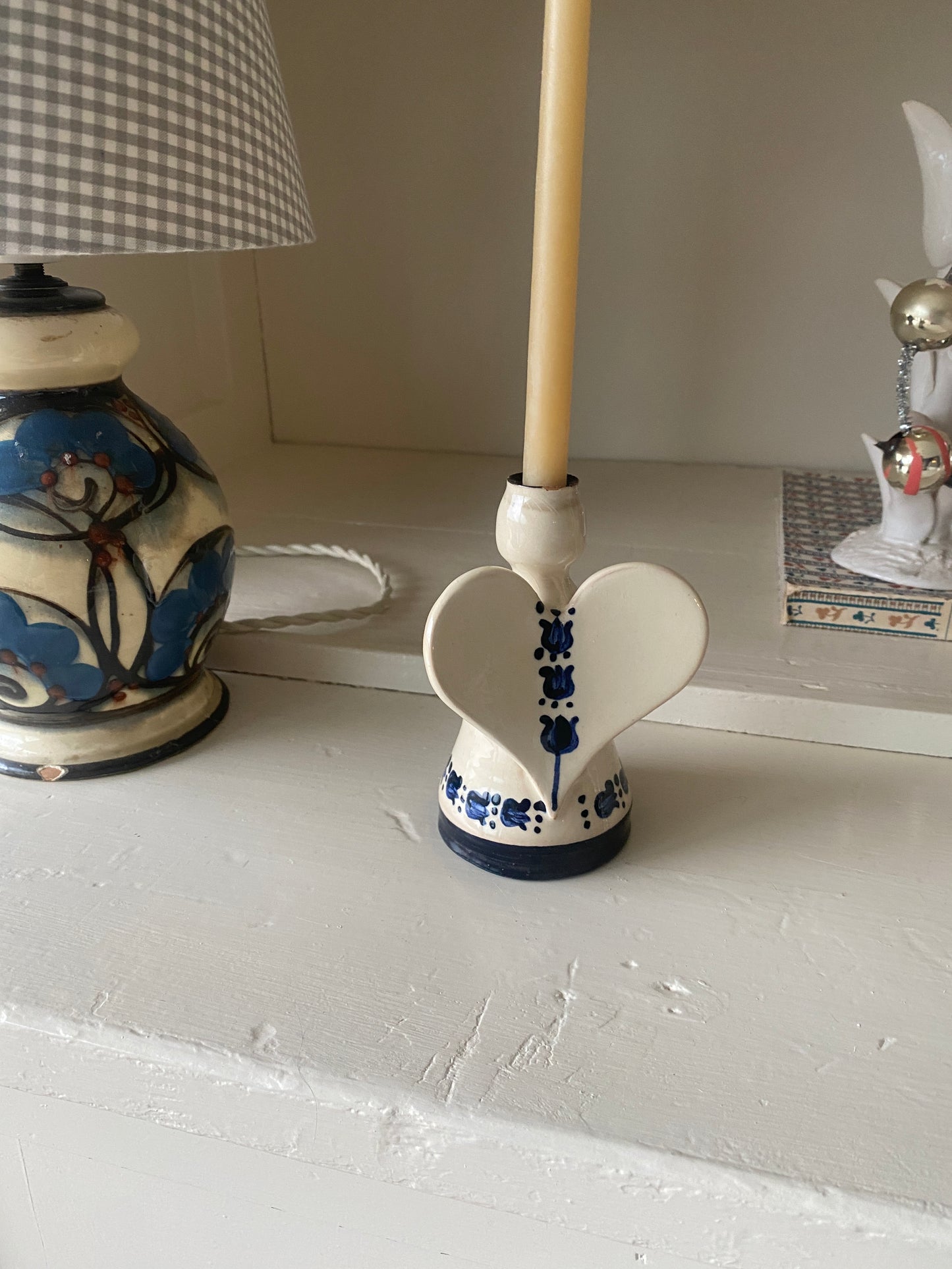 Keramik lysestage engel