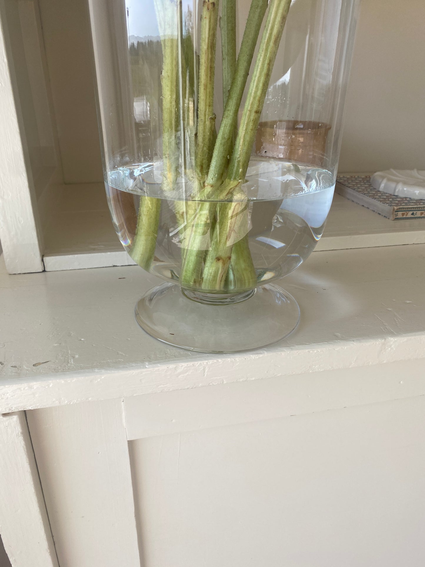 Stor enkelt glasvase på fod