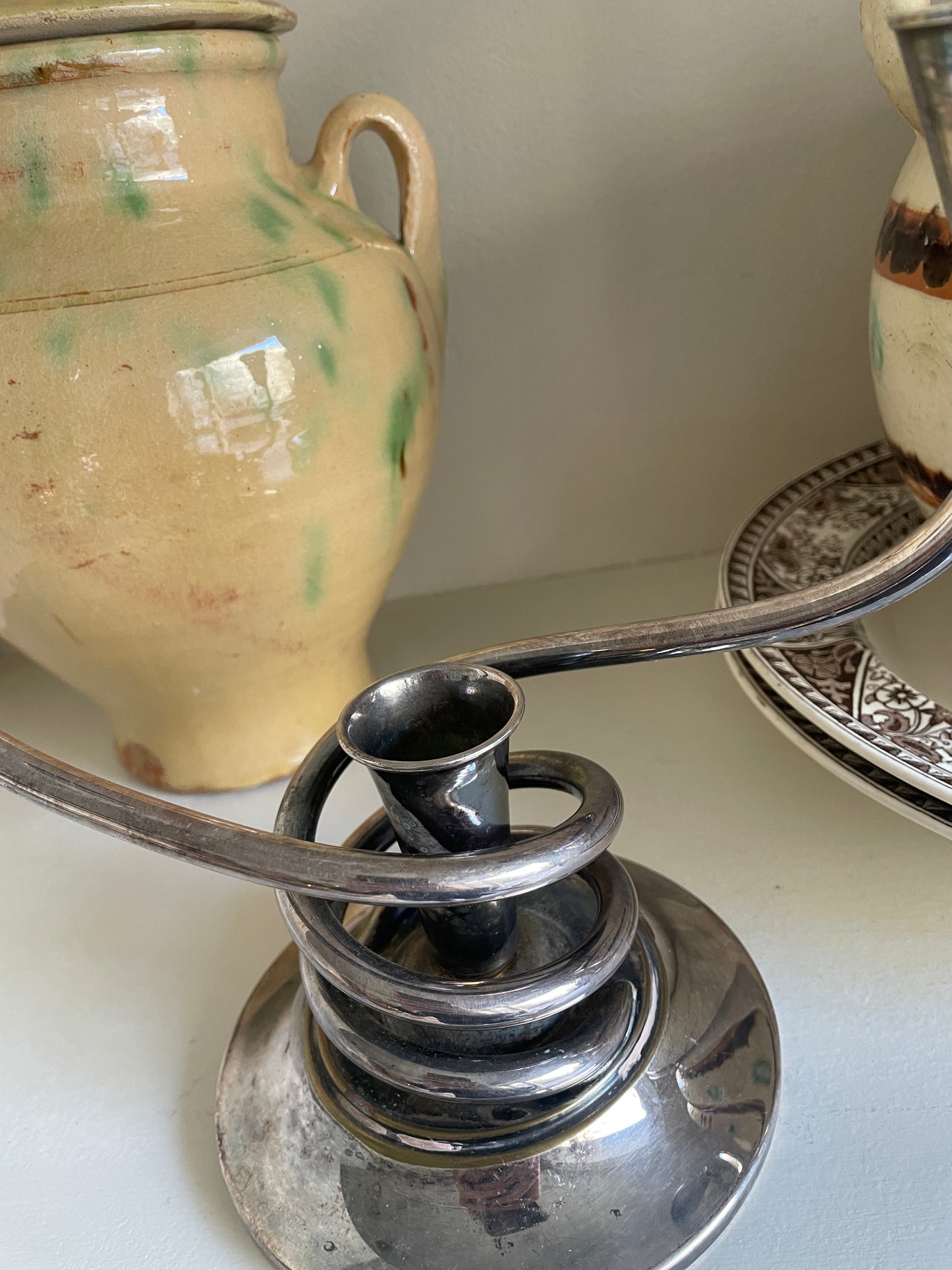 Fin og unik lysestage i pletsølv