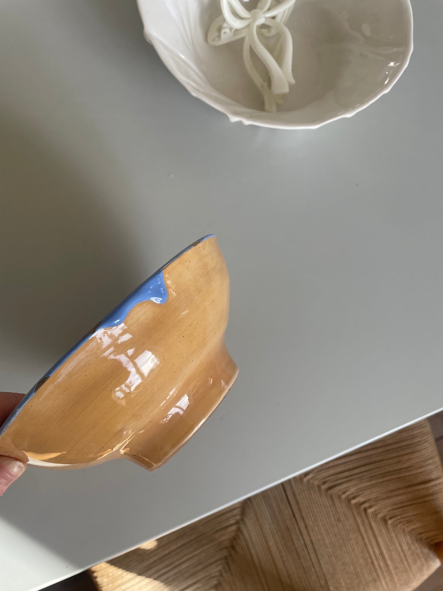 Keramik skål med fineste striber