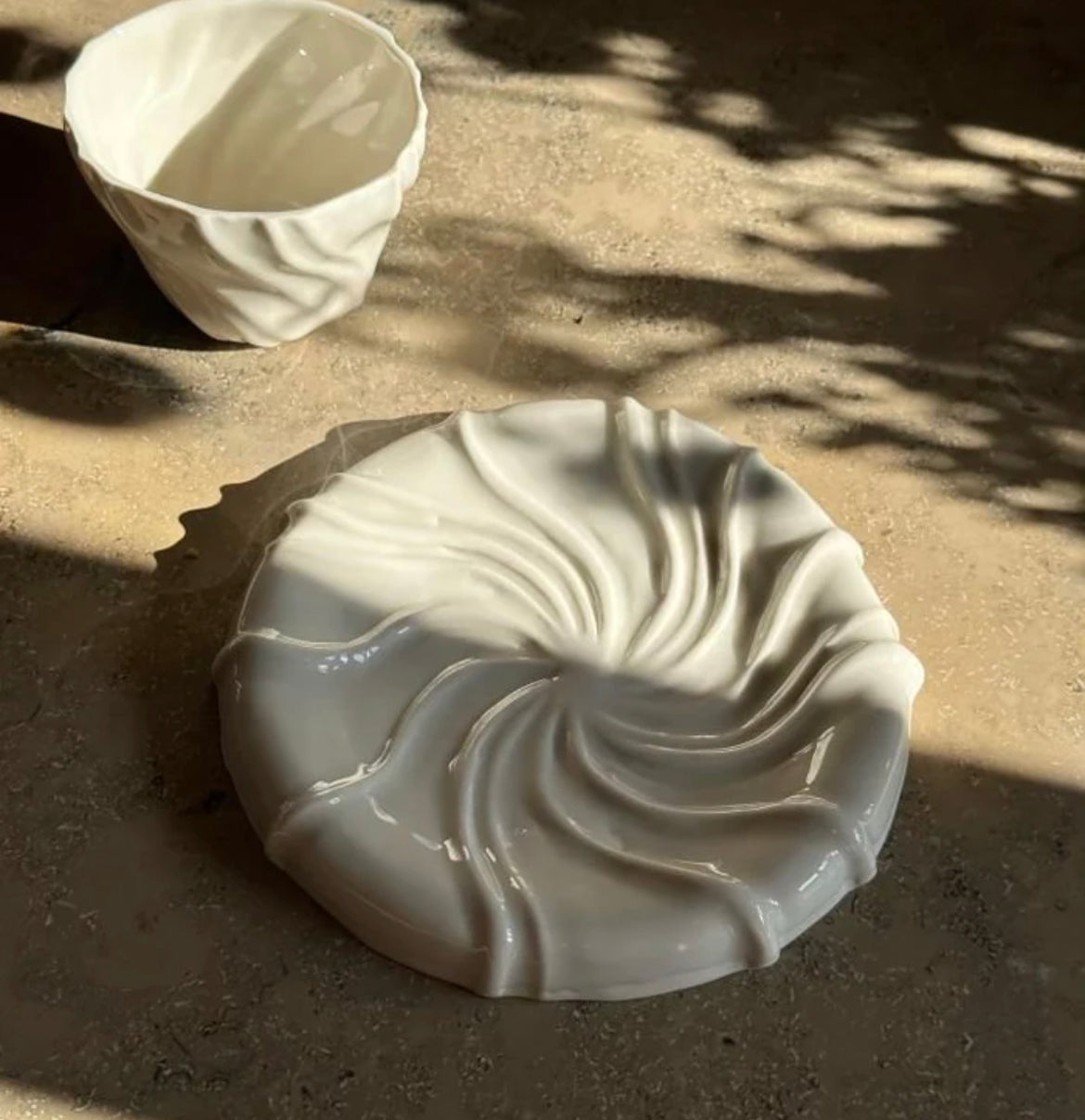 Tidevandstallerken, hvid porcelæn