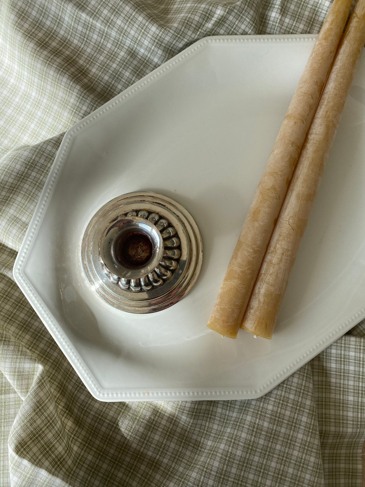 Lysestage rund pletsølv