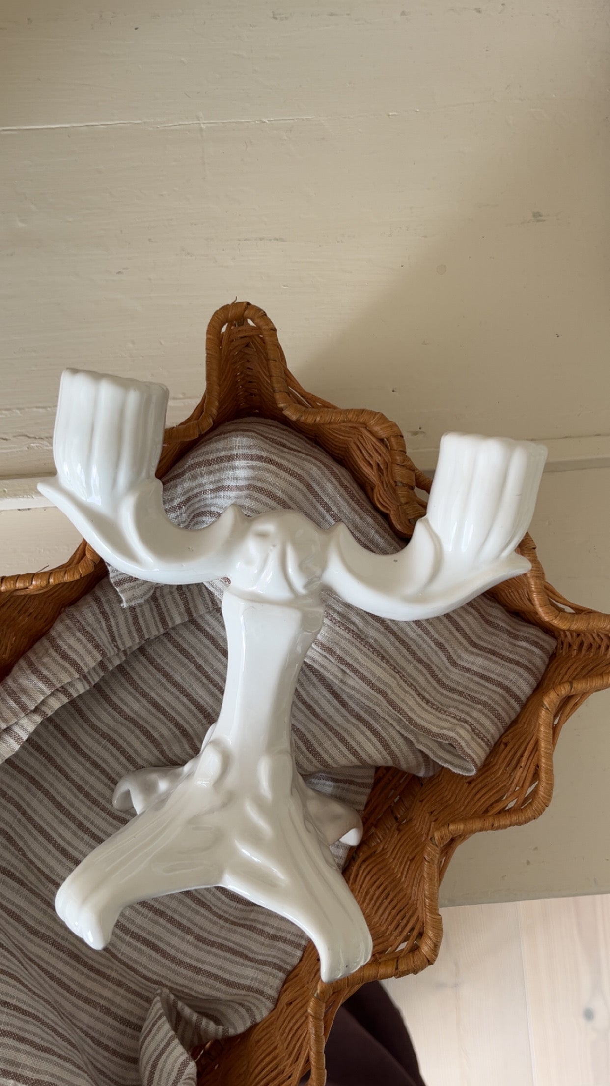 Lysestage, hvid porcelæn