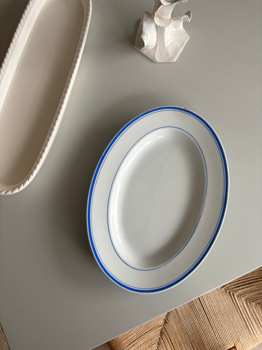 Alumina fad med blå kant