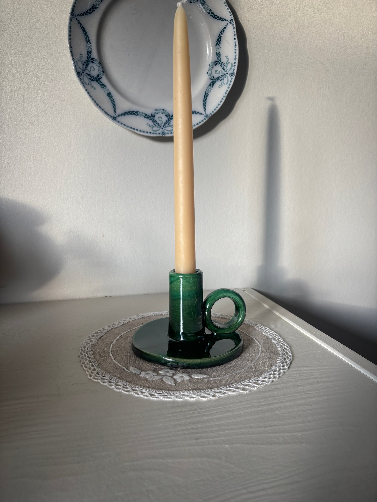 Keramik lysestage grøn