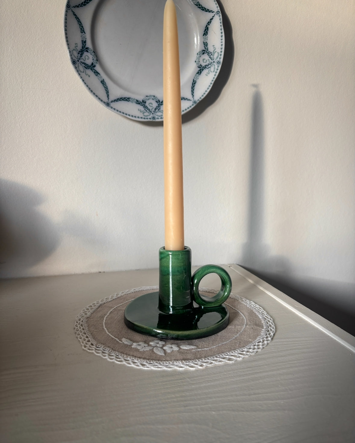 Keramik lysestage grøn