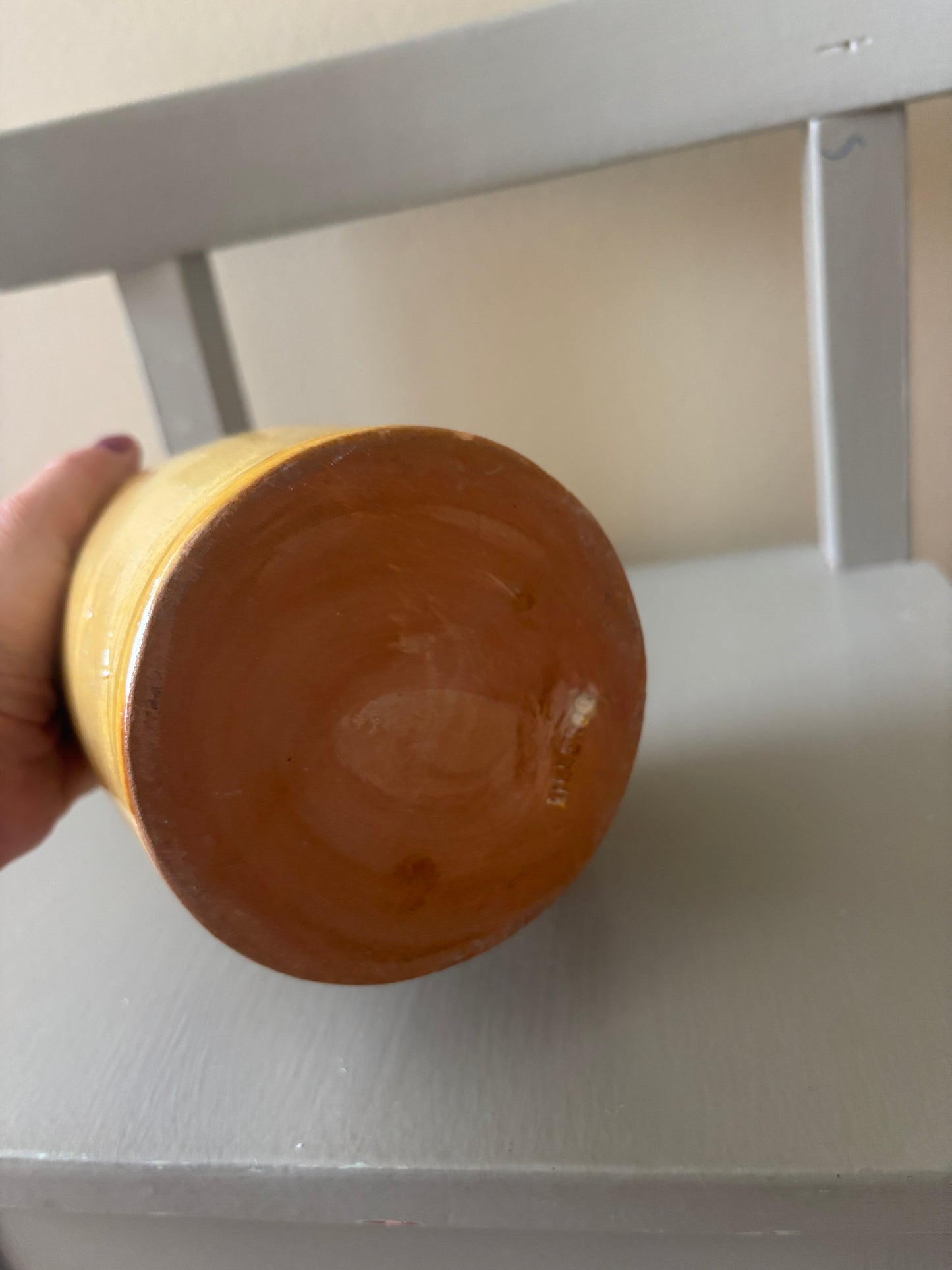 Smuk lys gul keramik krukke