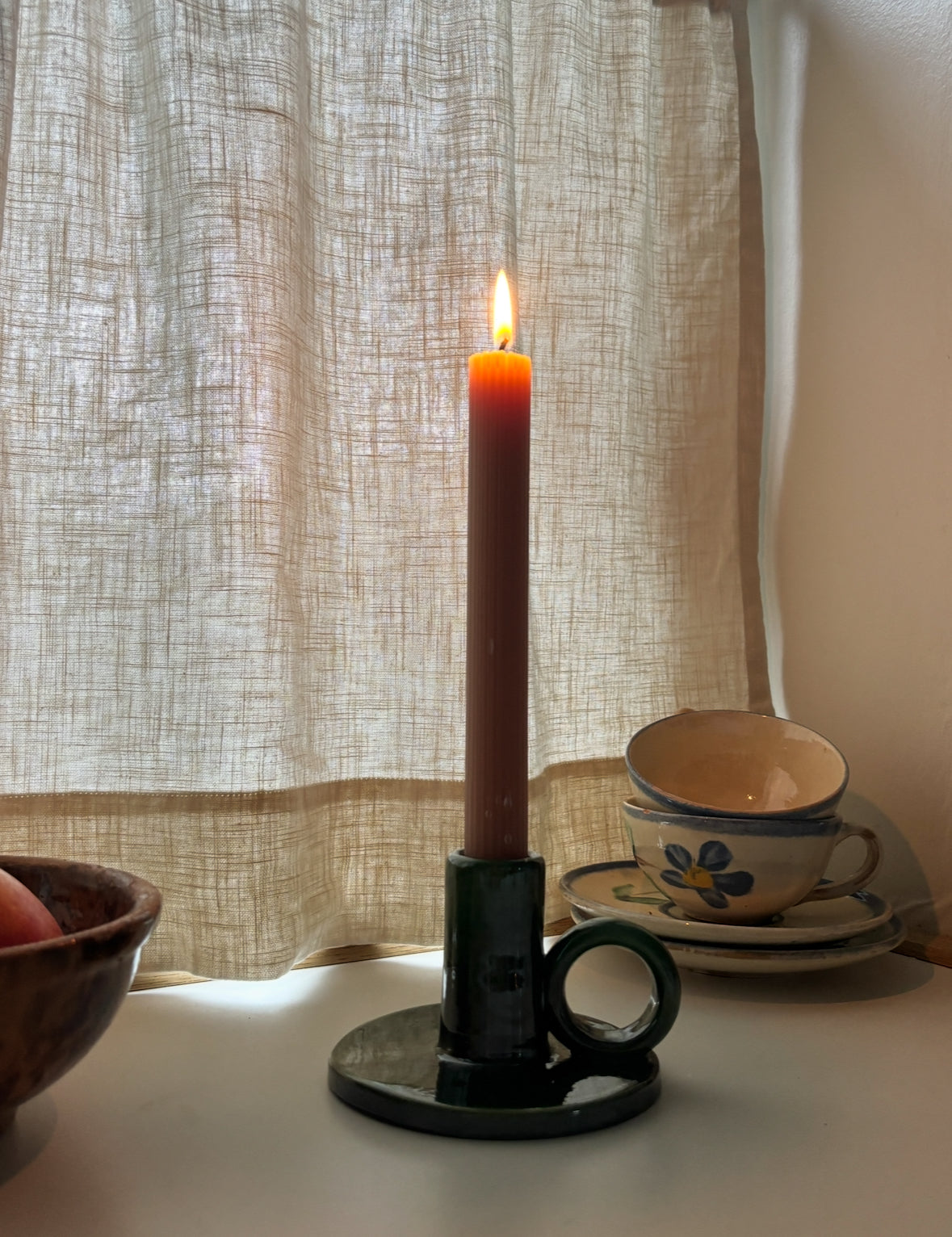 Keramik lysestage grøn