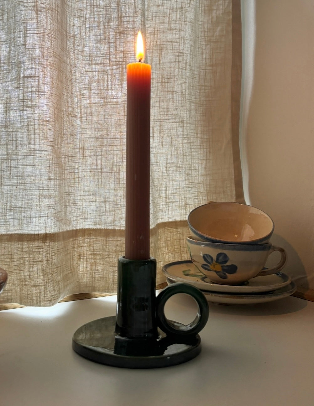 Keramik lysestage grøn