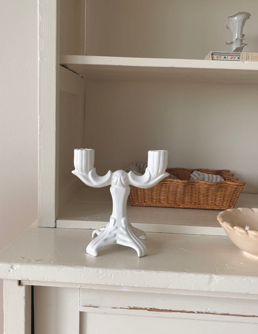 Lysestage, hvid porcelæn
