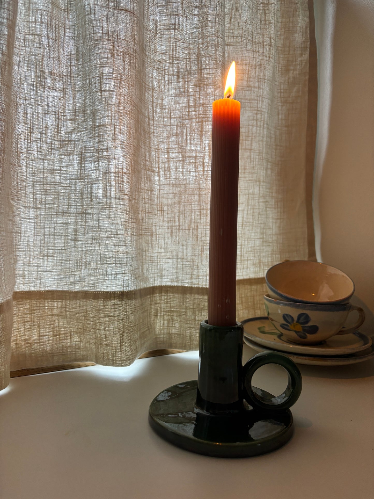 Keramik lysestage grøn