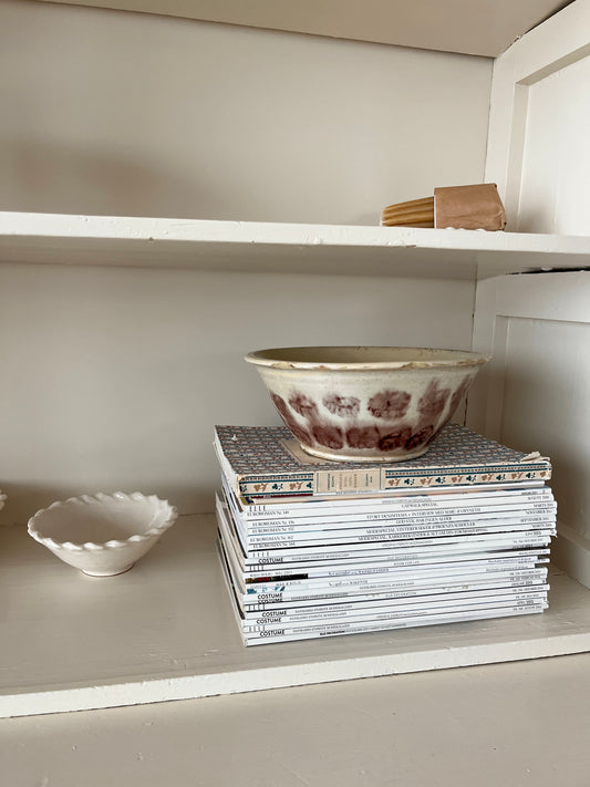 Gammel keramik skål creme/brun