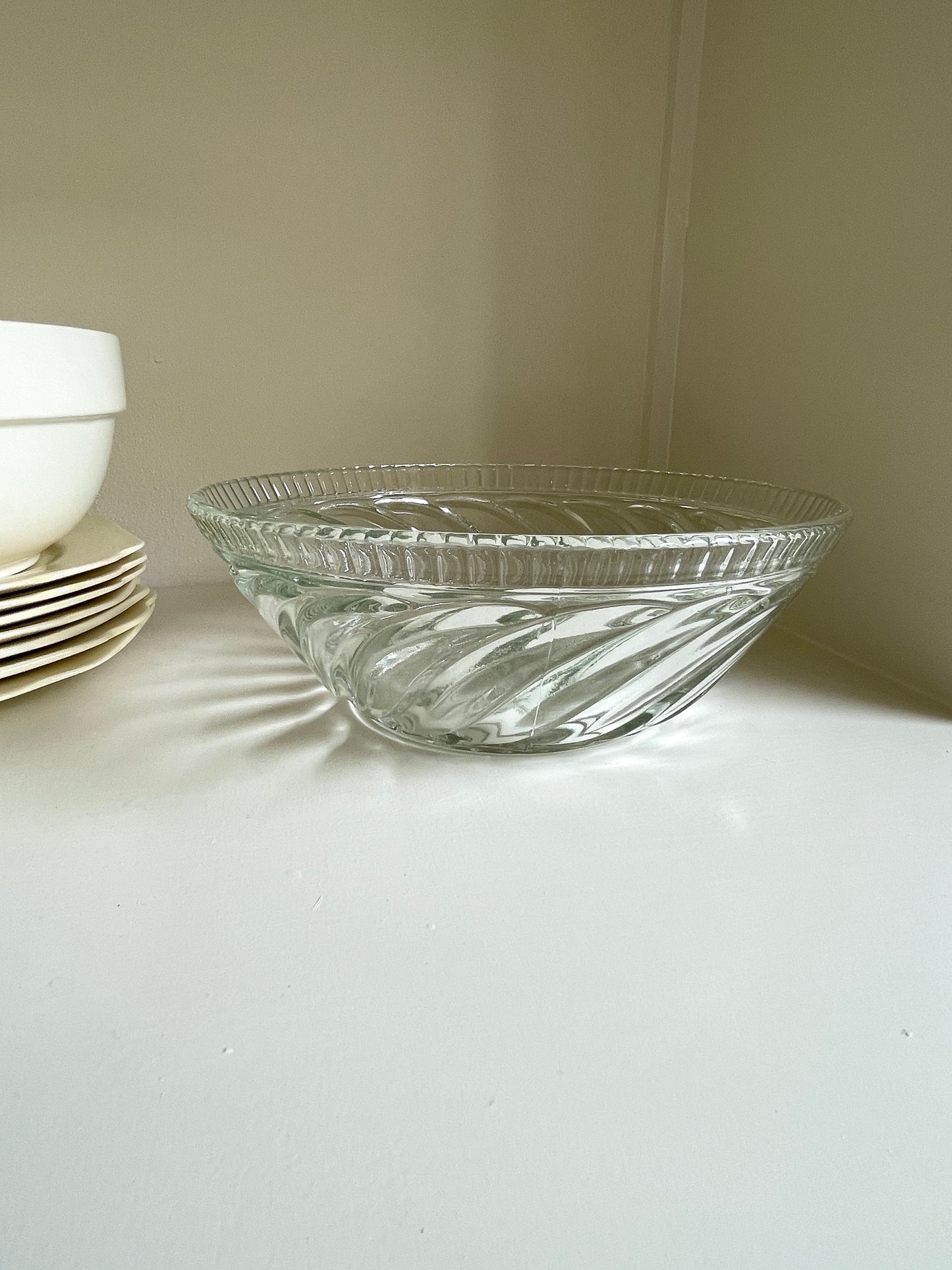 Large glass bowl with swirl