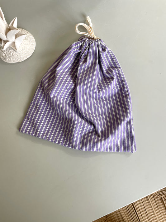 Handmade fabric bag purple/white