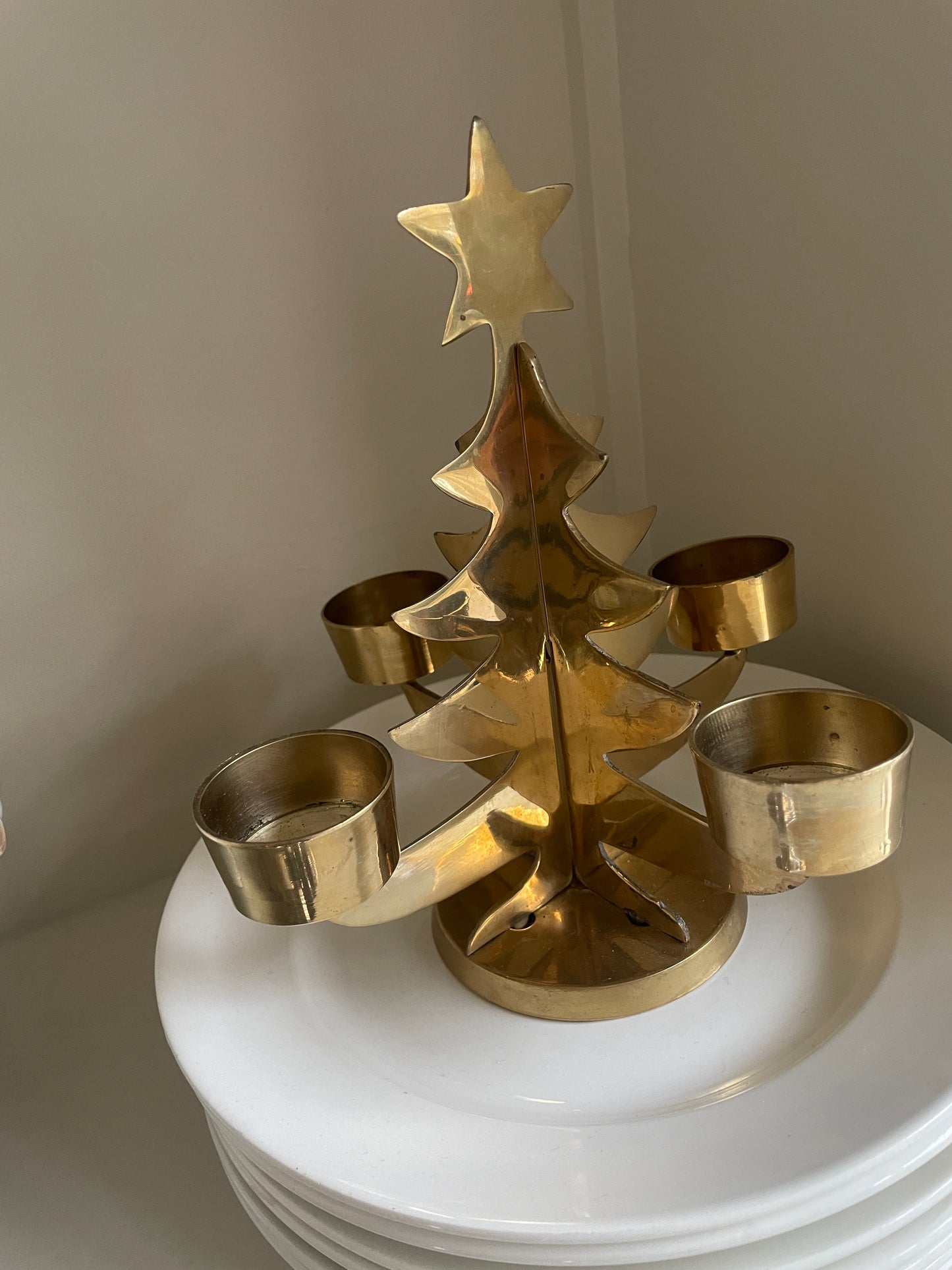 Brass Christmas tree for 4 tealights