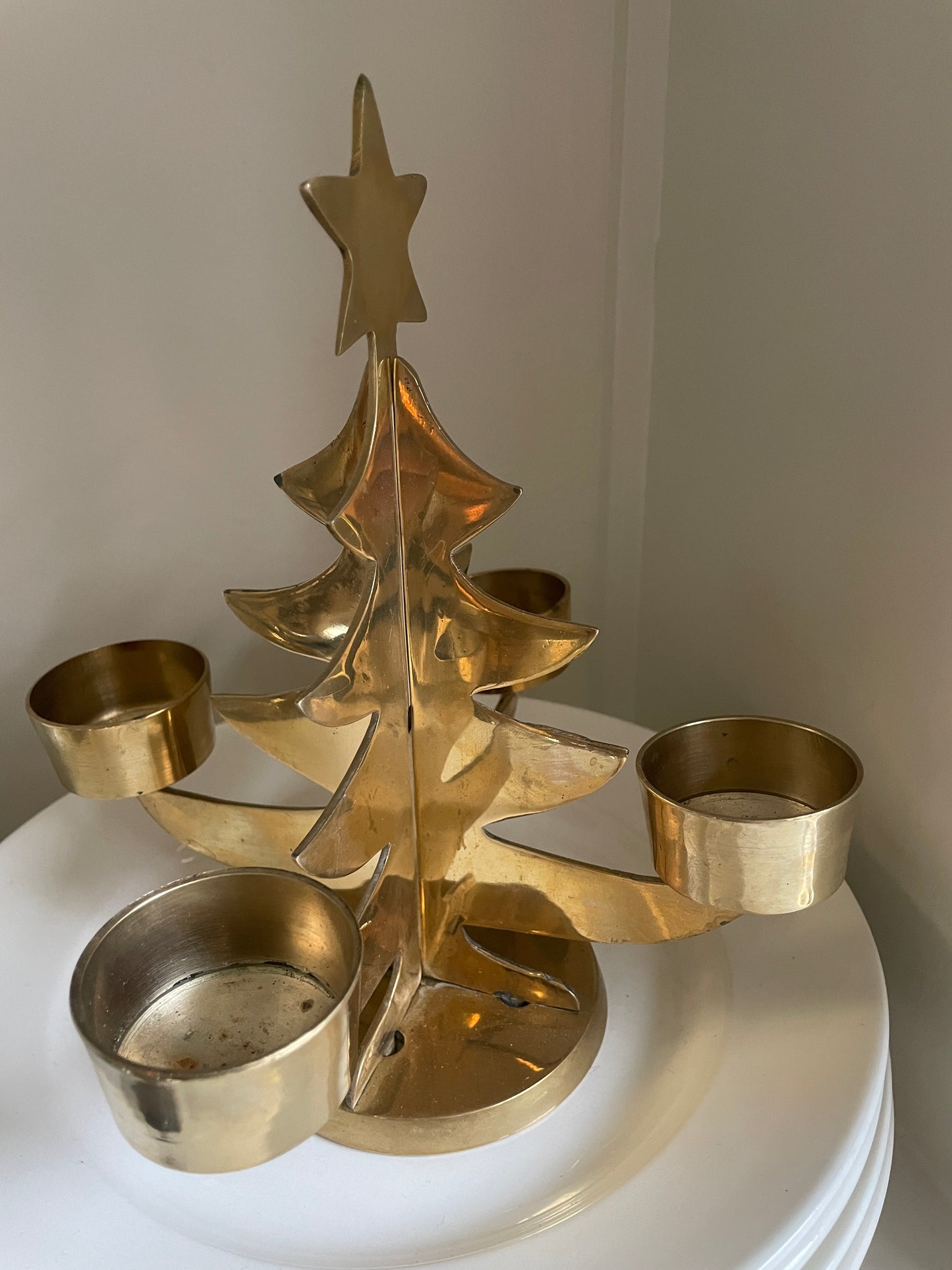 Brass Christmas tree for 4 tealights